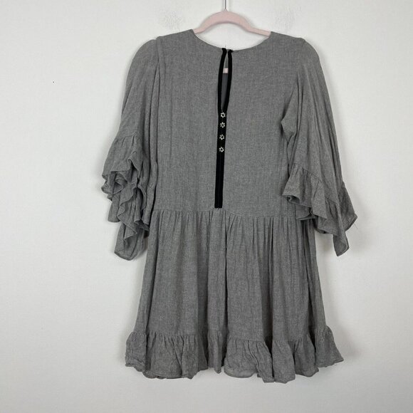 Zara Trafeluc Collection Gray Wool Blend Frilled Keyhole Back Dress Size Small - Picture 6 of 10